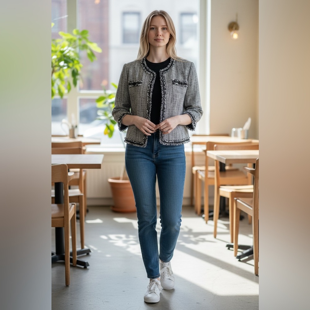 Boston Proper Monochrome Textured Blazer